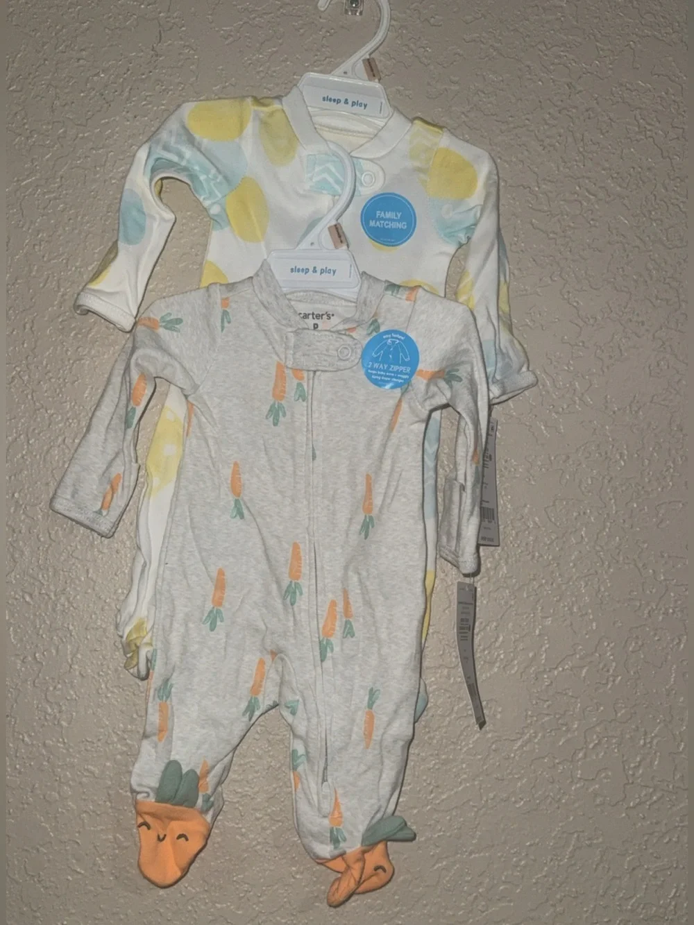 Carter's Gray Footed One-Piece with Orange Carrot Print